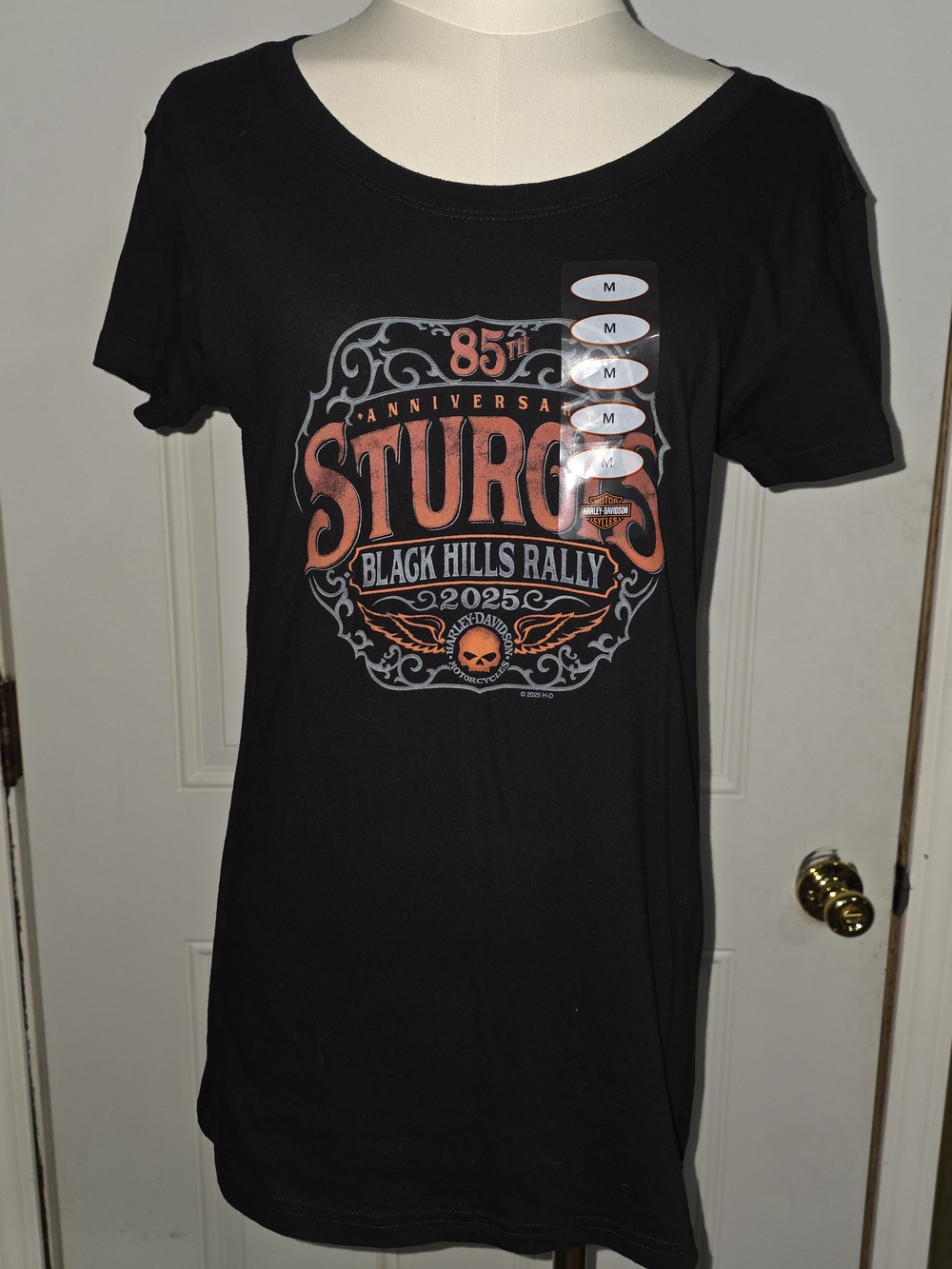 Harley-Davidson Black Tee with Orange & Gray Sturgis Graphic